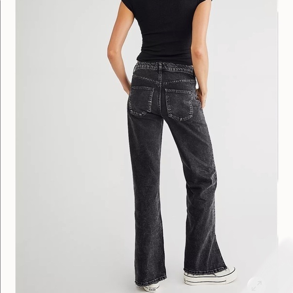 Free People Slit Front High Rise Straight Leg Jeans - Picture 3 of 13